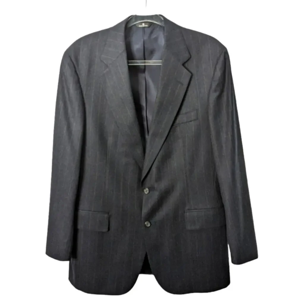 Vintage 80's Polo University Club Ralph Lauren Gray Pinstripe Wool Blazer